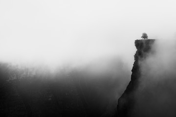 misty canyon with sharp cliff iin delika