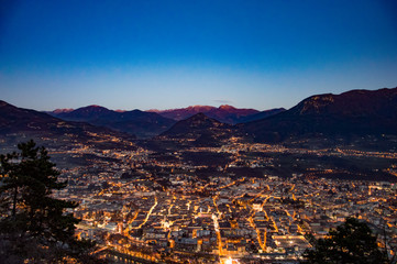 panoramic view at night trento