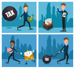 Wall Mural - businessman with tax set icons