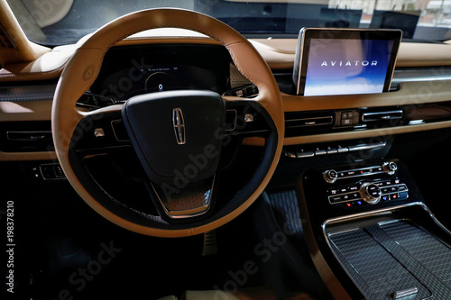 The Interior Of The 2019 Lincoln Aviator Is Displayed At An