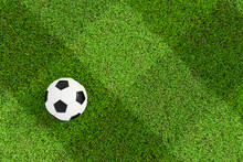 Soccer Field And Ball Top View Background - Checkered Texture