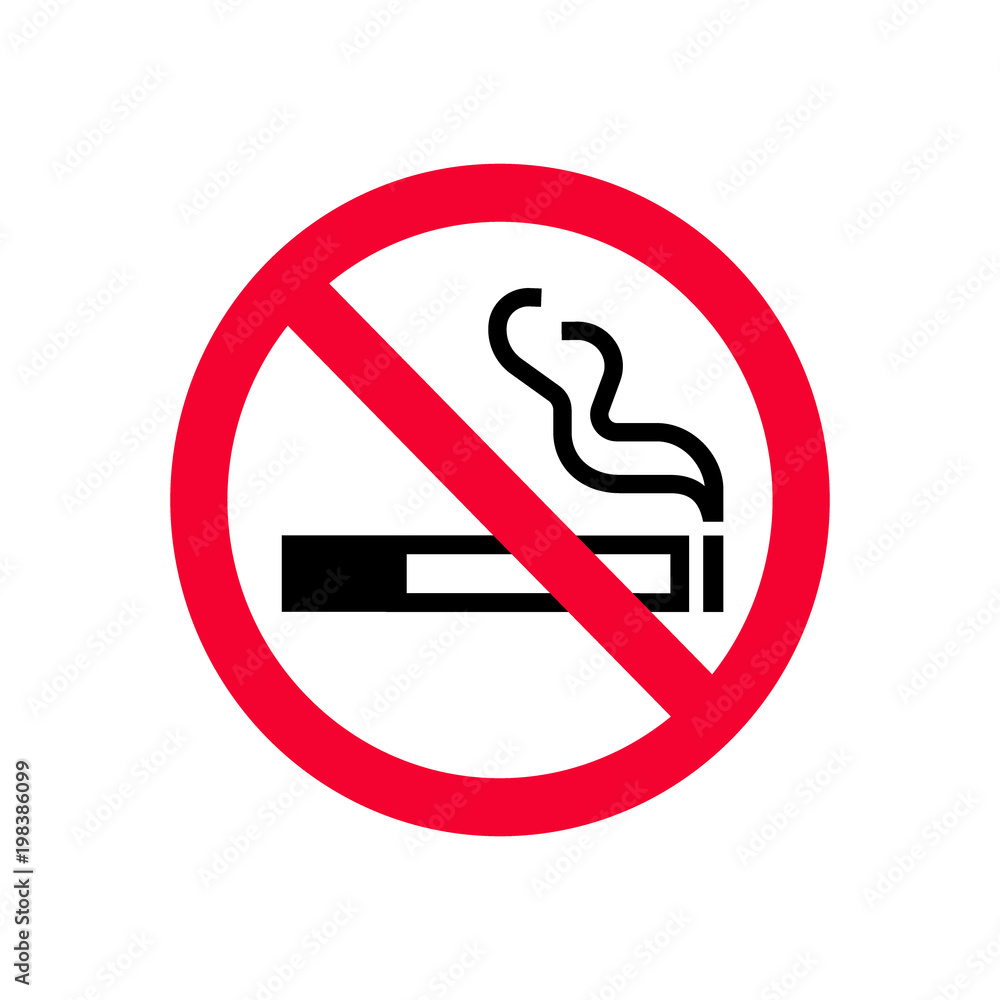 don't do tobacco Red prohibition no smoking sign. Forbidden sign don't smoke. Do not smoke  sign Stock Vector