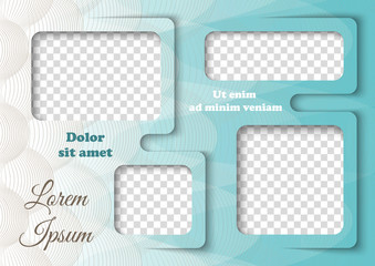 Wall Mural - Template for photo collage in modern style. Family photo album. Frames for clipping masks is in the vector file