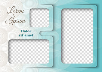 Wall Mural - Template for photo collage in modern style. Family photo album. Frames for clipping masks is in the vector file