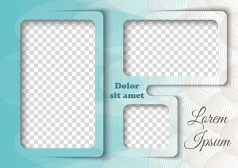 Wall Mural - Template for photo collage in modern style. Family photo album. Frames for clipping masks is in the vector file