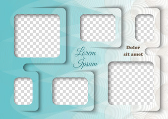 Wall Mural - Template for photo collage in modern style. Family photo album. Frames for clipping masks is in the vector file