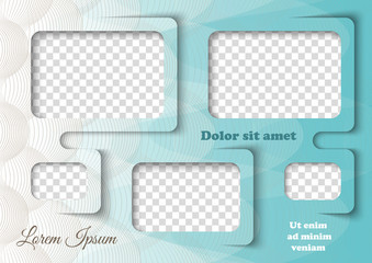 Wall Mural - Template for photo collage in modern style. Family photo album. Frames for clipping masks is in the vector file