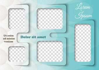 Wall Mural - Template for photo collage in modern style. Family photo album. Frames for clipping masks is in the vector file