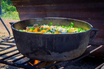 Wall Mural - venezuelan food on the fire