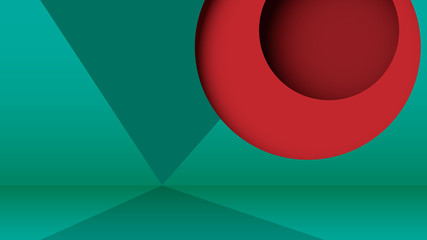 Aufkleber - Abstract minimal geometric simple shape paper cut web banner template on green background.Vector illustration.
