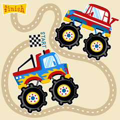 Canvas Print - Monster truck racing cartoon. Eps 10