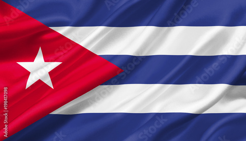Cuba flag waving with the wind, 3D illustration. Wallpaper Mural