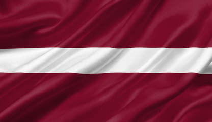 Latvia flag waving with the wind, 3D illustration.