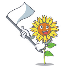 Poster - With flag sunflower mascot cartoon style