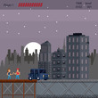 © Jemastock - Pixelated urban videogame scenery for fight vector illustration graphic design