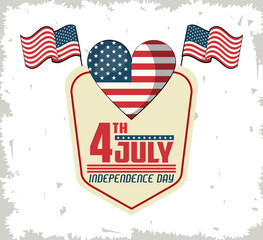 Wall Mural - USA independence day card with cartoons vector illustration graphic design