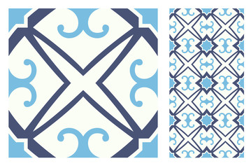 Wall Mural - vintage tiles patterns antique seamless design in Vector illustration