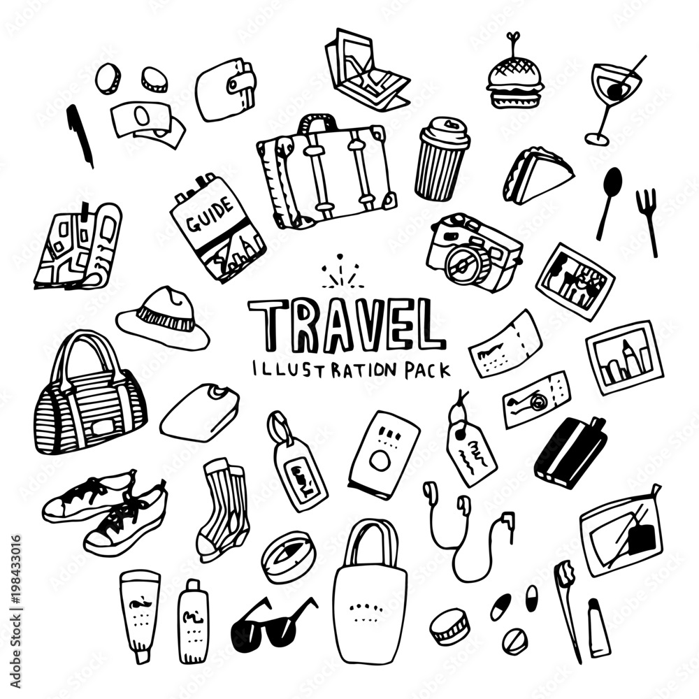 Travel Illustration Pack - obrazy, fototapety, plakaty 