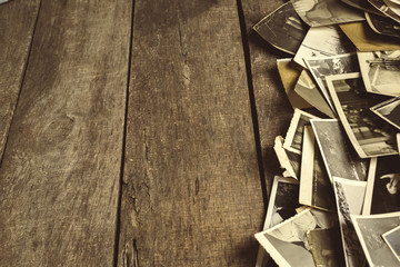 Wall Mural - old photos on the wooden table