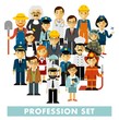 People occupation characters set in flat style isolated on white background. Different people professions characters standing together. Workers and staff.