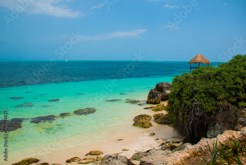 Pier And Wooden Gazebo By The Beach Tropical Landscape With