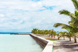 Fototapeta Sypialnia - View of the city waterfront in Male, Maldives. Copy space for text.
