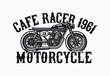 © Aliaksandr - Monochrome cafe racer motorcycle. Vintage style. Custom bike. Vector illustration for print on t-shirt.