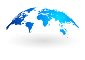 Wall Mural - blue world map globe isolated on white background