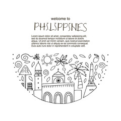 Wall Mural - Design concept with main symbols of Philippines.