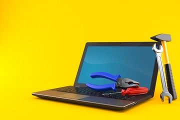 Poster - Laptop with work tools