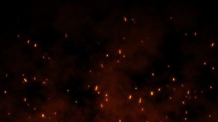 Wall Mural - burning red hot sparks rise from large fire in the night sky. beautiful abstract background on the t