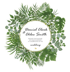 Wall Mural - Wedding Invitation, rsvp modern card Design. Vector natural, botanical, elegant template.