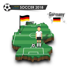 germany national soccer team . football player and flag on 3d design country map . isolated backgrou