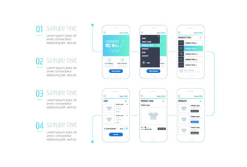 Wall Mural - infographics. mobile application interface. ux ui kit with text and numbers. interface design for e-
