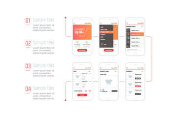 Infographics. Mobile application interface. Ux ui kit with text and numbers. Interface design for e-commerce.
