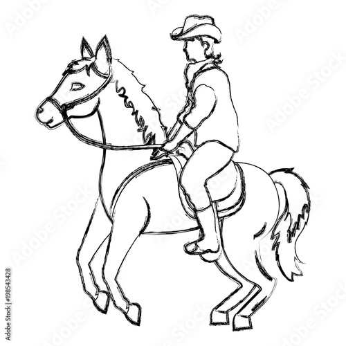Grunge Man With Beard Ride Horse Animal Buy This Stock