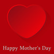mothers day card, red heart with shadow and text