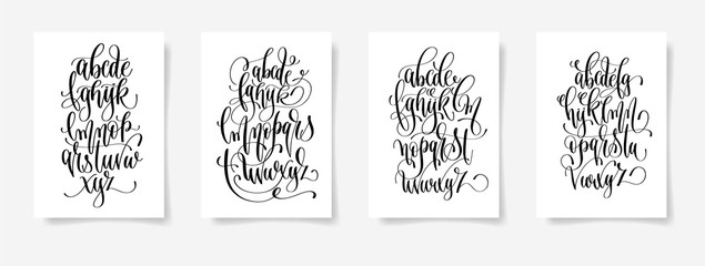 Wall Mural - set of four black and white hand lettering alphabet design poste