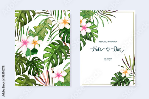 Floral set. Wedding Invitation, save the date, rsvp, invite card. Vector illu...