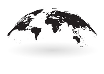 Wall Mural - black world map globe isolated on white background