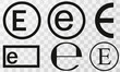 Vector illustration estimated sign, e-mark set, e symbol isolated on Transparent background