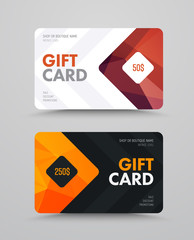 Wall Mural - vector gift card template with polygonal bronze and gold elements.