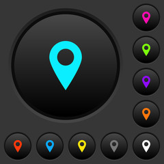 Sticker - Blank GPS map location dark push buttons with color icons