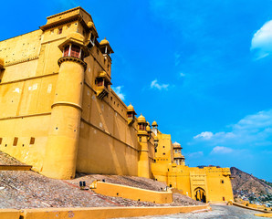 Sticker - View of Amer Fort in Jaipur. A major tourist attraction in Rajasthan, India