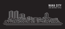 Cityscape Building Line Art Vector Illustration Design - Naha City