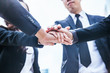 Teamwork Join Hands Support Together Concept.Business people shaking hands, finishing up a meeting.