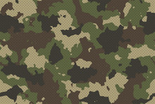 Camouflage Seamless Pattern With Canvas Mesh. Trendy Style Camo, Repeat Print. Vector Illustration.
