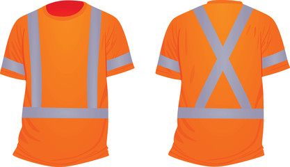 Orange reflective t shirt. vector illustration