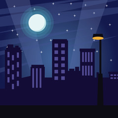 Poster - City at night cartoon vector illustration graphic design