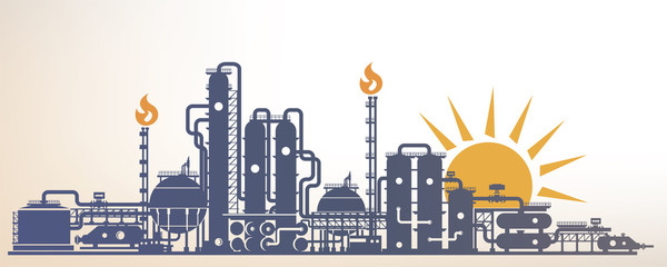 chemical, petrochemical or processing plant, heavy industry landscape, industrial background